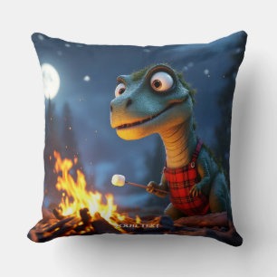 Coussin Feu de camp de dinosaure mignon de fantaisie Lune