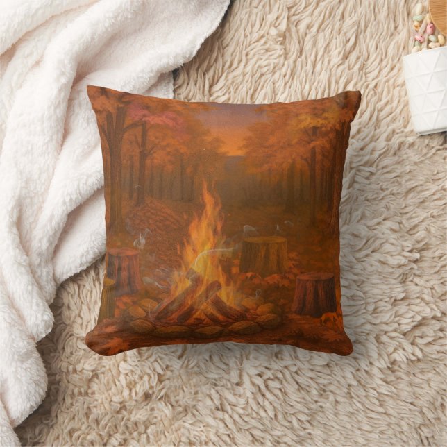 Coussin Feu de joie du crépuscule d'automne (Couverture)