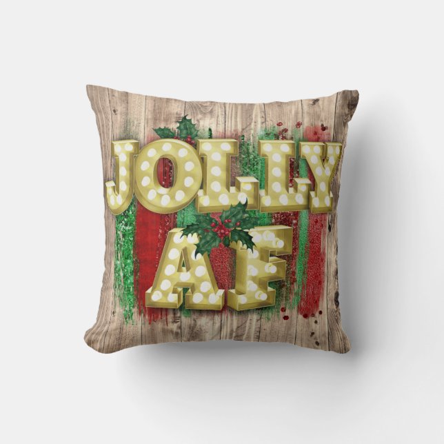 Coussin Feu de Noël Jolly AF Holly (Recto)
