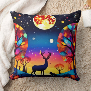 Coussin Feu de nuit de la forêt