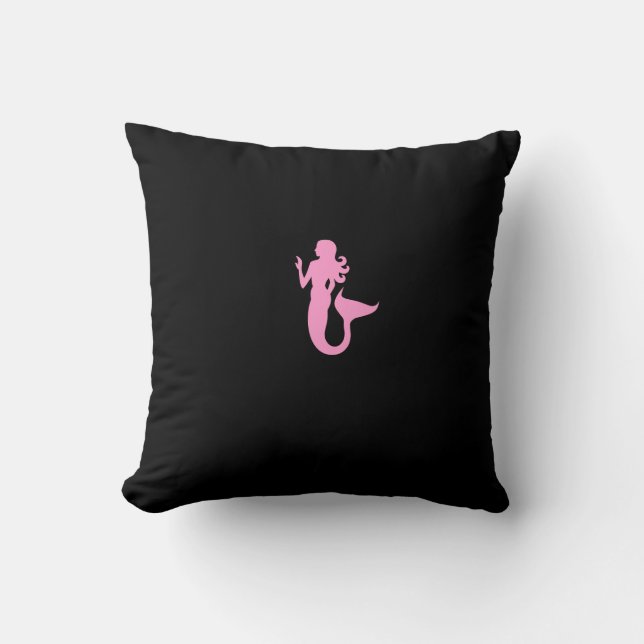 Coussin Feu d'Océan_Rose-sur-Noir, Sirène noire-sur-Rose (Recto)