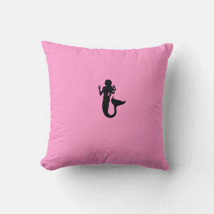 Coussin Feu d'océan_Sirène noire sur rose