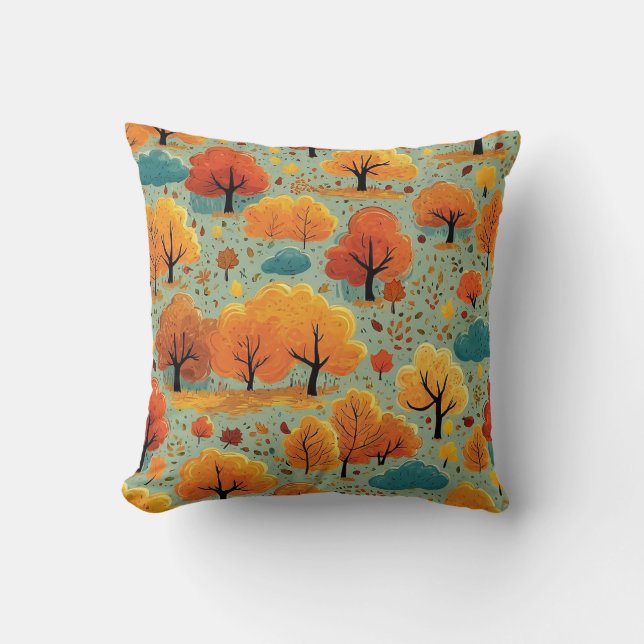 Coussin Feuillage aquarelle rustique mignon automnal Arbre (Recto)