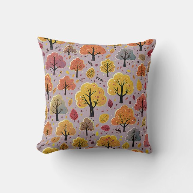 Coussin Feuillage aquarelle rustique mignon automnal Arbre (Recto)