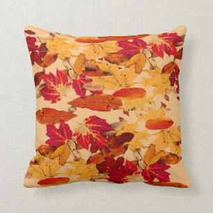Coussin Feuillage d'automne dans le brun jaune orange