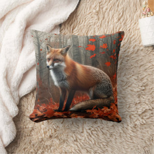 Coussin Feuillage d'automne vintage Red Fox et Plaid