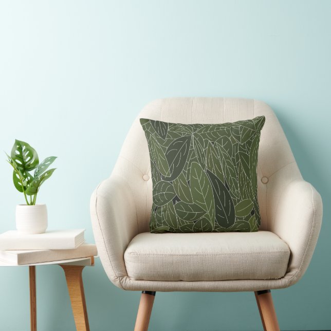 Coussin Feuillage de feuilles vertes (Chaise)