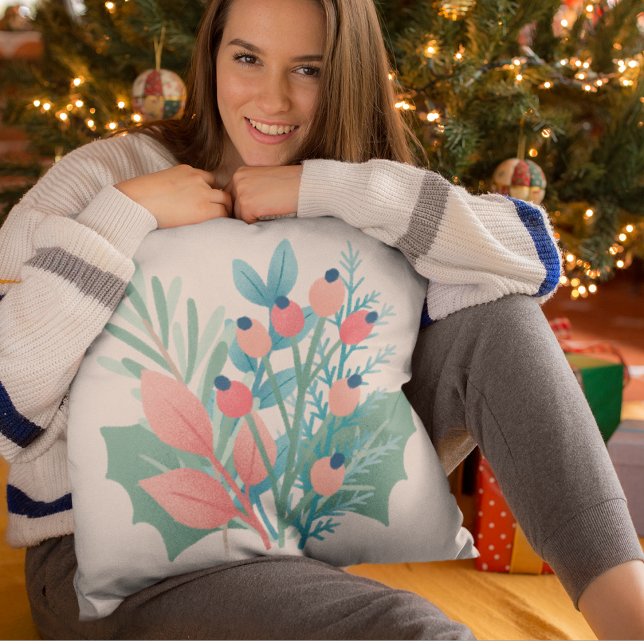 Coussin feuillage de Noël simple ferme rustique (Créateur téléchargé)