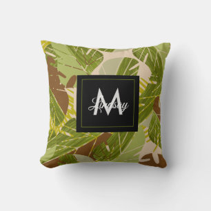 Coussin Feuillage de safari jungle tropical dessiné à la m