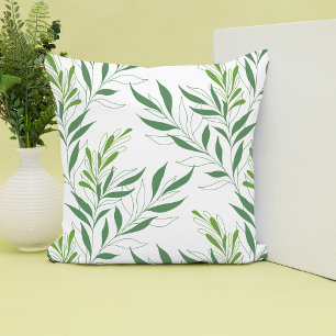 Coussin Feuillage De Verdure Motif Élégant Vert Et Blanc