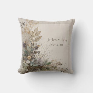Coussin Feuillage doré et baie botanique rustique d'Eucaly