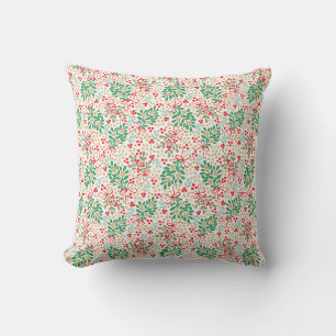 Coussin Feuillage festif de Noël et baies rouges
