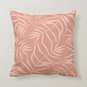 Coussin Feuillage floral corail tropical rose été