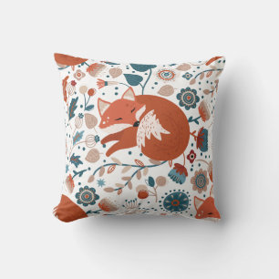 Coussin Feuillage rose et blanc élégant sur fond noir