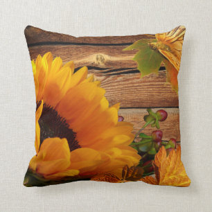 Coussin Feuillage rustique de papillon de tournesol