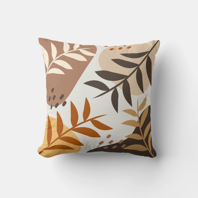 Coussin Feuille Abstraite Brown beige (Recto)