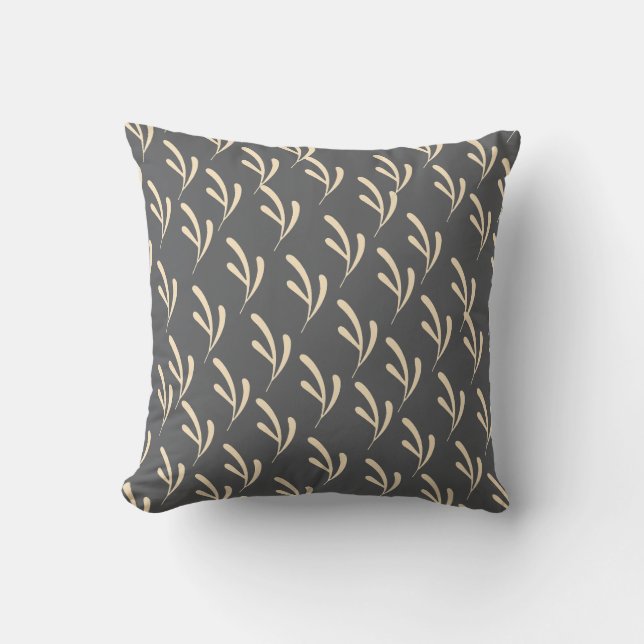 Coussin Feuille beige gris récurrent (Recto)