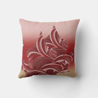 Coussin Feuille beige rouge