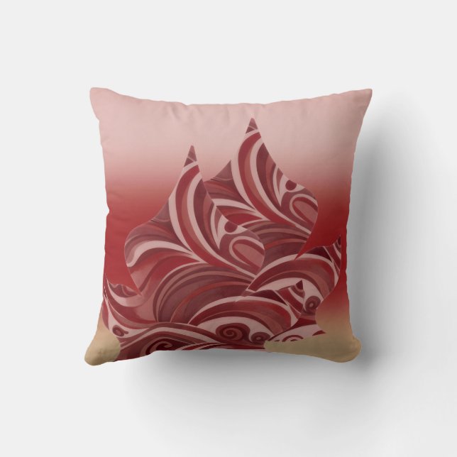 Coussin Feuille beige rouge (Verso)