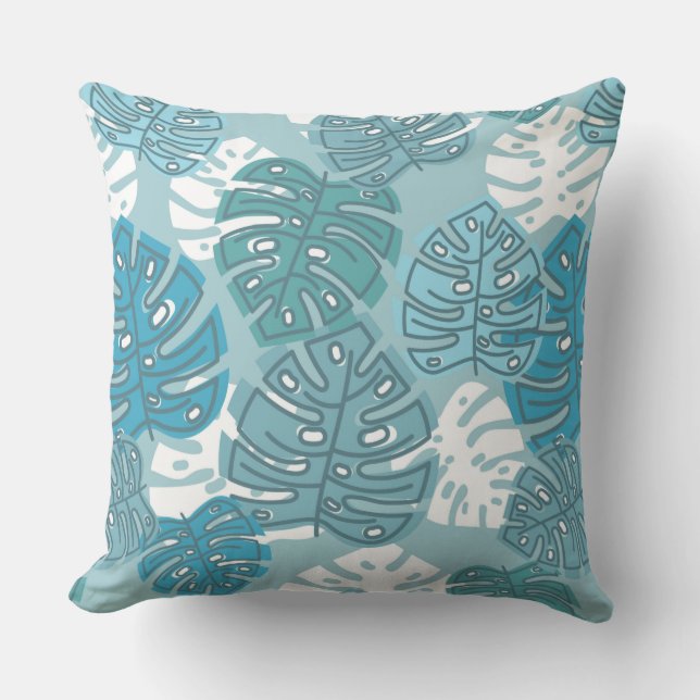 coussin feuille bleu (Recto)