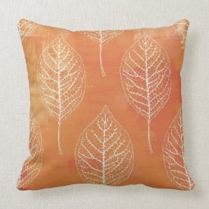 Coussin Feuille botanique d'automne orange
