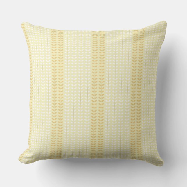 Coussin Feuille botanique de récolte de campagne jaune (Recto)