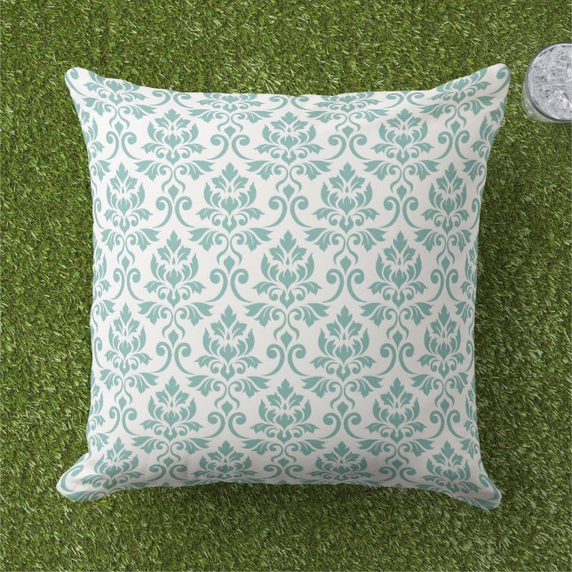 Coussin Feuille Damask Motif Turquoise (Herbe)