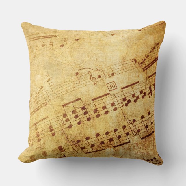 Coussin Feuille d'antiquité Vintage dorée Partition (Recto)