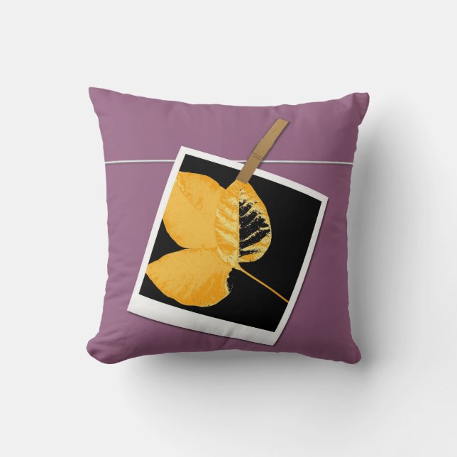 Coussin Feuille d'art violet automne 2 (Recto)