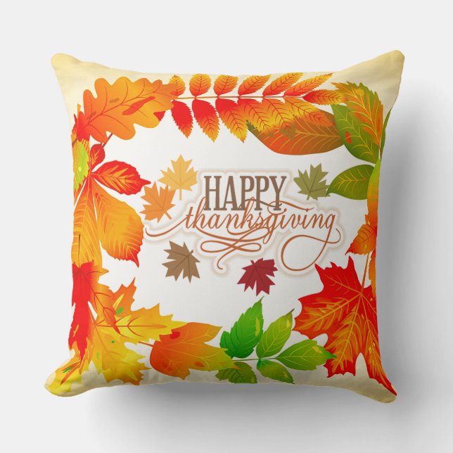 Coussin Feuille d'automne de thanksgiving (Recto)