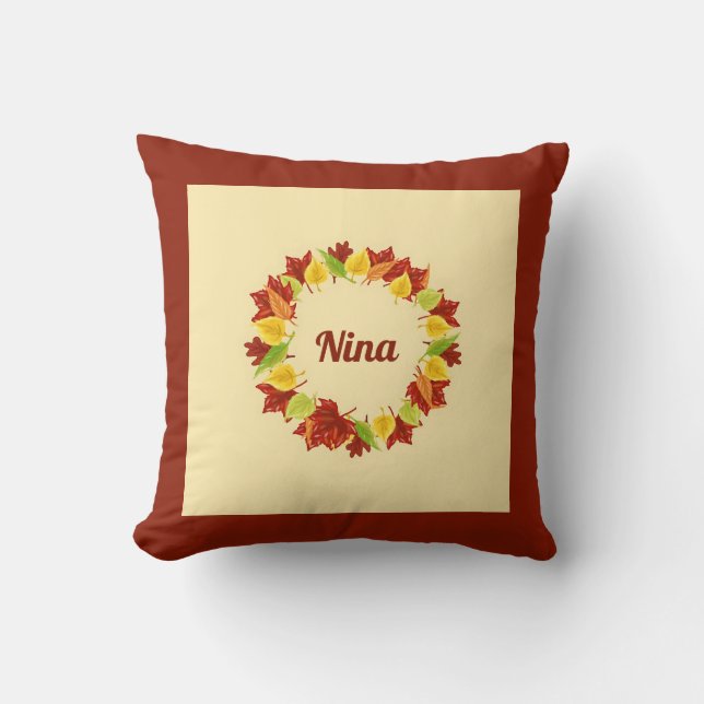 Coussin Feuille d'automne personnalisée Simple Keepsaké (Recto)
