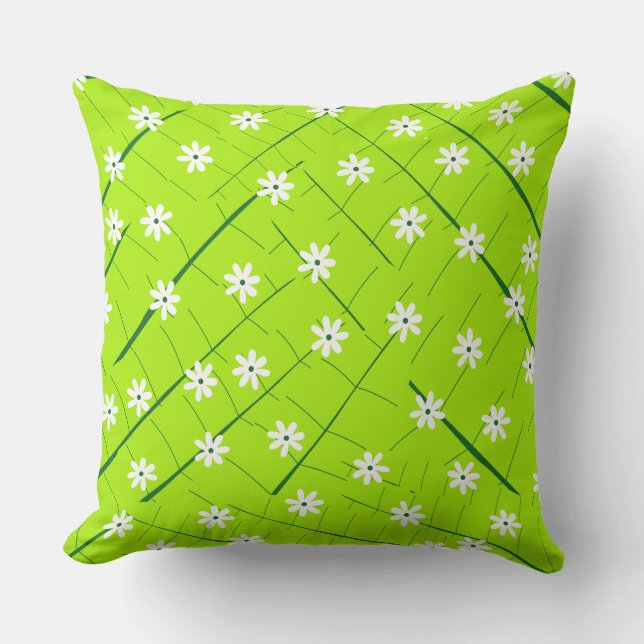 Coussin feuille de banane tropicale et fleurs vert botaniq (Recto)