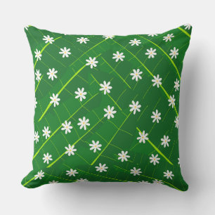 Coussin feuille de banane tropicale et fleurs vert botaniq