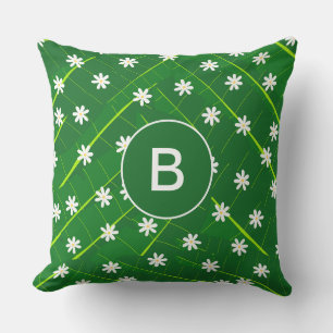 Coussin feuille de banane tropicale et fleurs vert botaniq