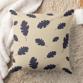 Coussin Feuille de chêne bleu foncé motif sur arrière - pl