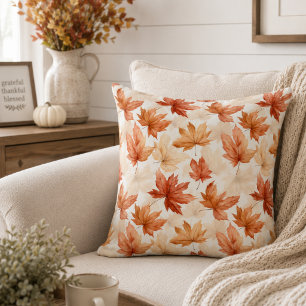 Coussin Feuille de Érable Orange Brûlée Maison de Campagne