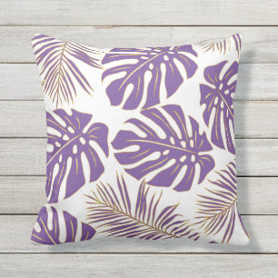Coussin Feuille de la monstère tropicale violette