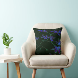 Coussin Feuille de Maple japonaise de couleur bleu et vert
