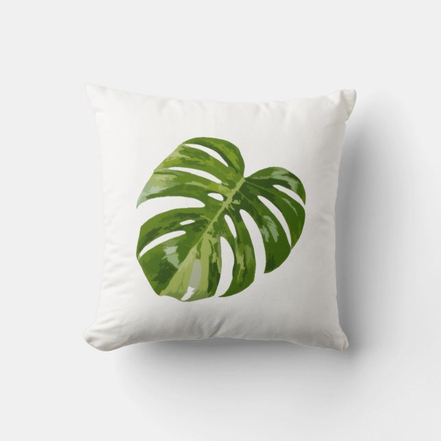 Coussin Feuille de Monstera Albo — Décoration Botanique de (Recto)