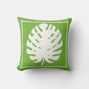 Coussin Feuille de Monstera Vert Blanc Côté Moderne