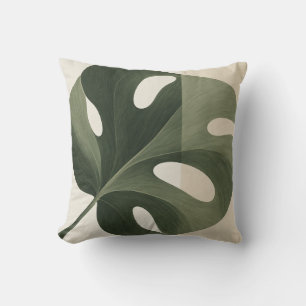Coussin Feuille de Monstera Vert Sauge Botanique