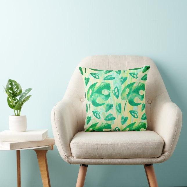 Coussin Feuille de monstère jaune vert tropicale (Chaise)