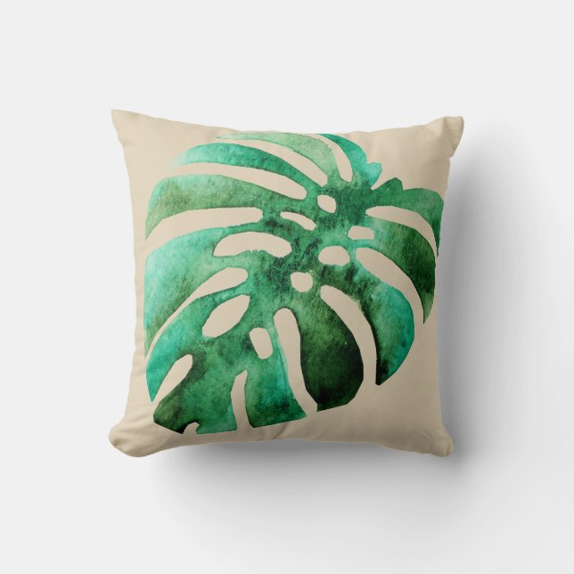 Coussin Feuille de monstère tropicale (Recto)