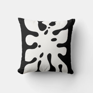 Coussin Feuille de Monstère tropicale Abstraite Noir et bl