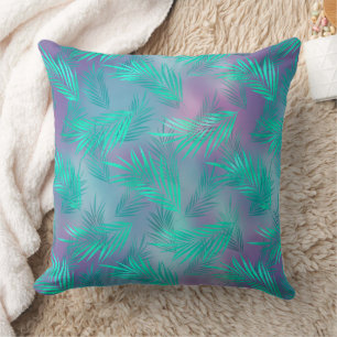 Coussin Feuille de palme bleu Aqua moderne
