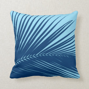 Coussin Feuille de palme - cobalt et bleu ciel