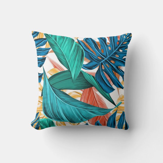 Coussin Feuille de palme de la jungle tropicale verte clas (Recto)