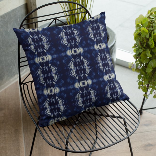 Coussin Feuille de palme en bleu Delft (Créateur téléchargé)