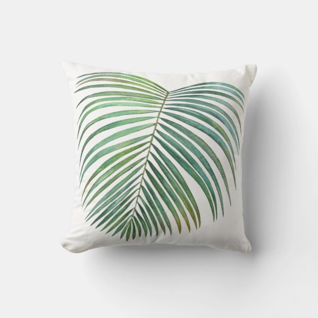 Coussin Feuille de palme tropicale Imprimante, aquarelle (Recto)