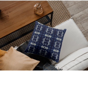 Coussin Feuille de palmier en bleu de Delft